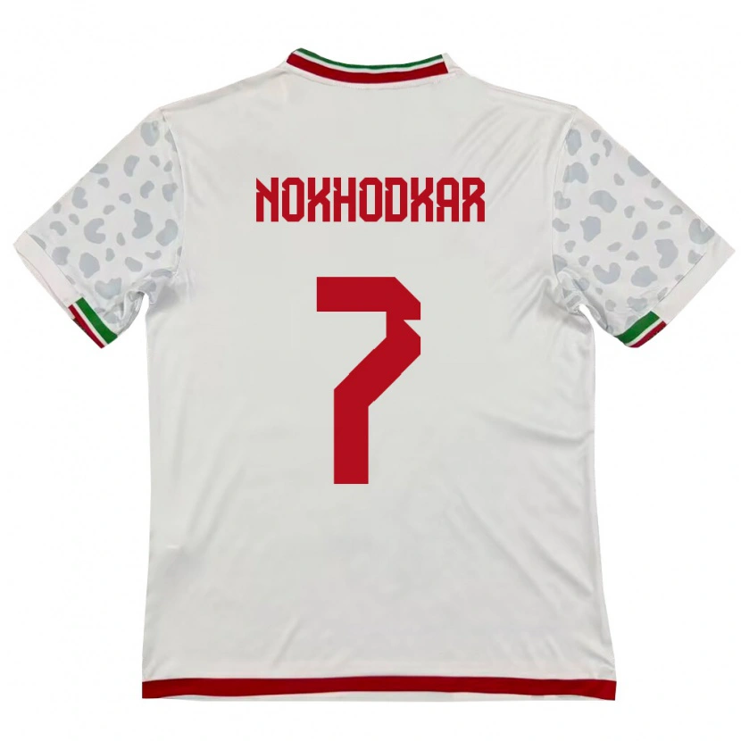 Danxen Mujer Camiseta Irán Hossein Nokhodkar #7 Blanco Rojo 1ª Equipación 26-28 La Camisa México