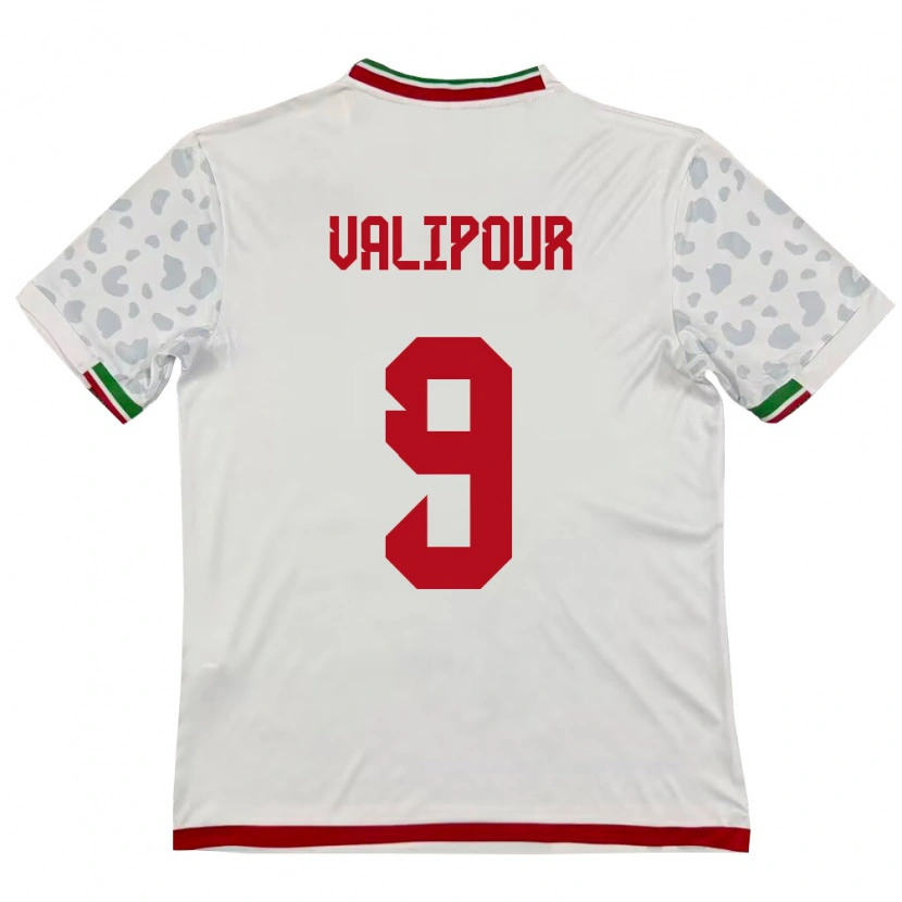Danxen Mujer Camiseta Irán Amirreza Valipour #9 Blanco Rojo 1ª Equipación 26-28 La Camisa México