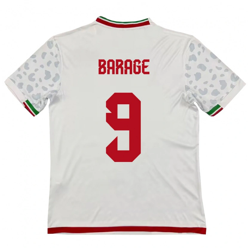 Danxen Mujer Camiseta Irán Yaghoub Barage #9 Blanco Rojo 1ª Equipación 26-28 La Camisa México