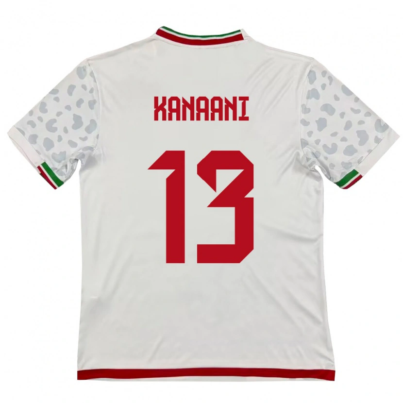 Danxen Mujer Camiseta Irán Hossein Kanaani #13 Blanco Rojo 1ª Equipación 26-28 La Camisa México