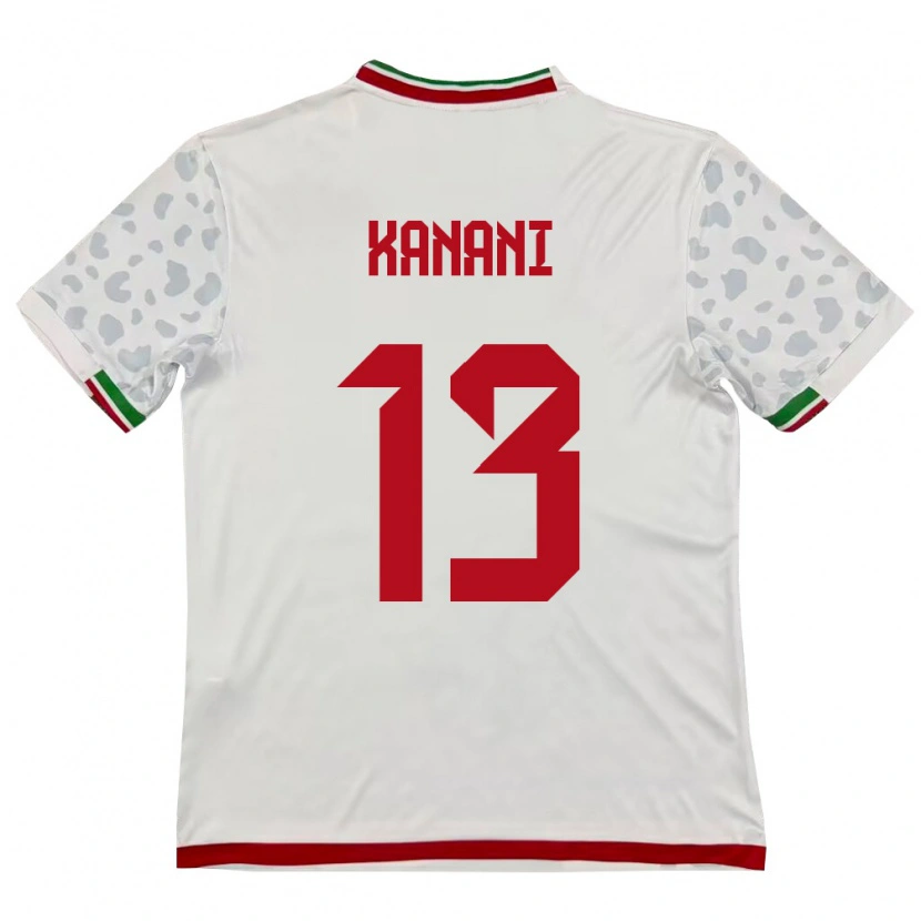 Danxen Mujer Camiseta Irán Hossein Kanani #13 Blanco Rojo 1ª Equipación 26-28 La Camisa México
