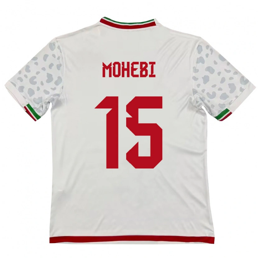 Danxen Mujer Camiseta Irán Masoud Mohebi #15 Blanco Rojo 1ª Equipación 26-28 La Camisa México