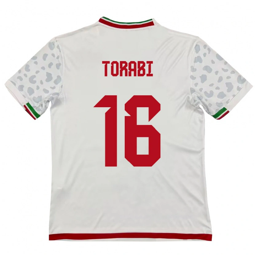 Danxen Mujer Camiseta Irán Mehdi Torabi #16 Blanco Rojo 1ª Equipación 26-28 La Camisa México