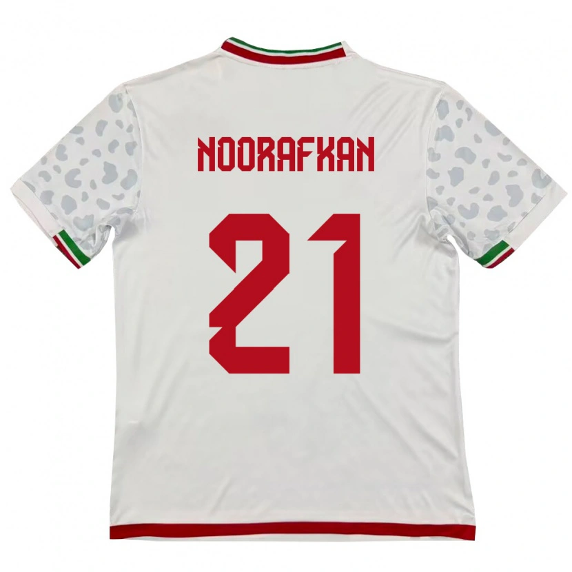 Danxen Mujer Camiseta Irán Omid Noorafkan #21 Blanco Rojo 1ª Equipación 26-28 La Camisa México