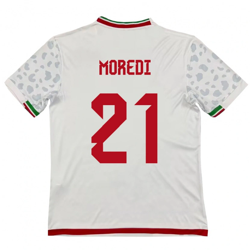 Danxen Mujer Camiseta Irán Abolfazl Moredi #21 Blanco Rojo 1ª Equipación 26-28 La Camisa México