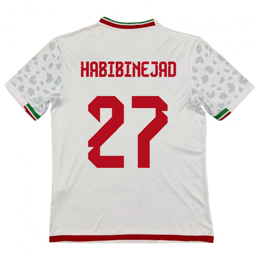 Danxen Mujer Camiseta Irán Hadi Habibinejad #27 Blanco Rojo 1ª Equipación 26-28 La Camisa México