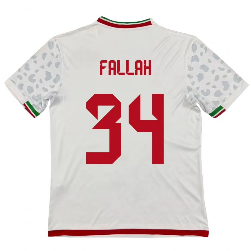 Danxen Mujer Camiseta Irán Saman Fallah #34 Blanco Rojo 1ª Equipación 26-28 La Camisa México