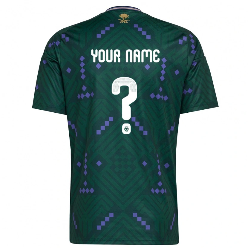 Danxen Mujer Camiseta Arabia Saudita Su Nombre #0 Verde Púrpura Blanco 1ª Equipación 26-28 La Camisa México