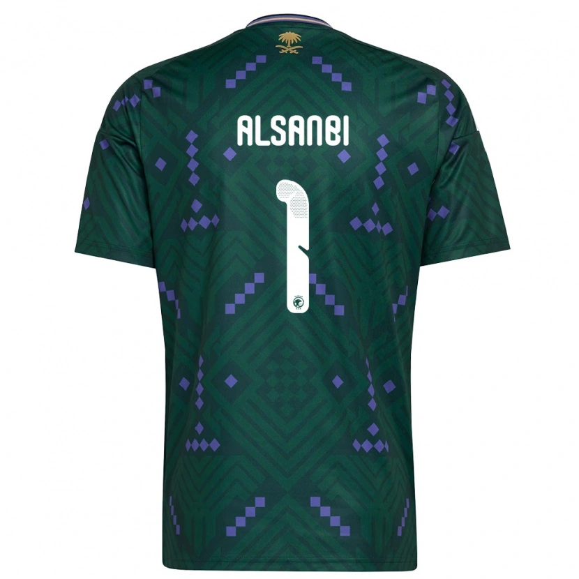 Danxen Mujer Camiseta Arabia Saudita Abdulrahman Alsanbi #1 Verde Púrpura Blanco 1ª Equipación 26-28 La Camisa México
