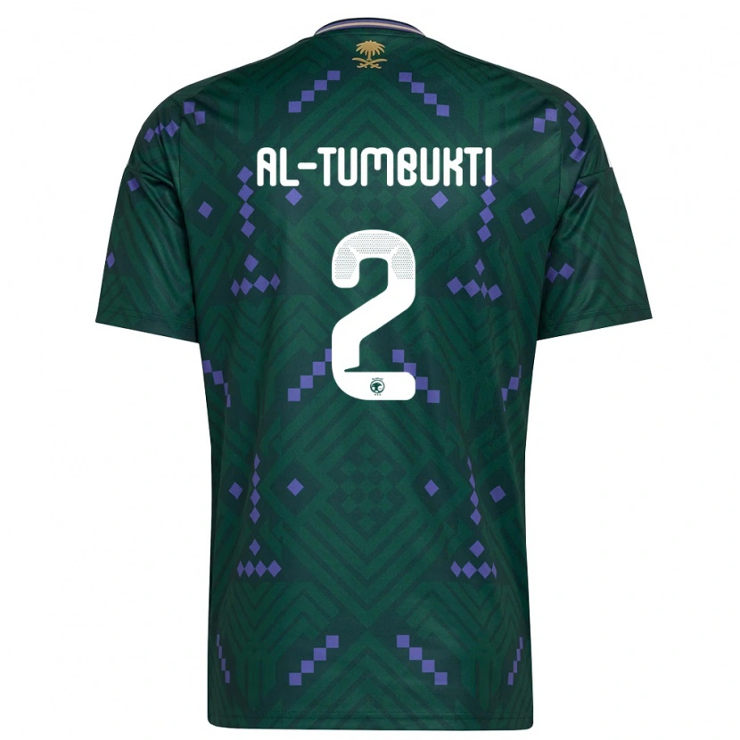 Danxen Mujer Camiseta Arabia Saudita Saud Al-Tumbukti #2 Verde Púrpura Blanco 1ª Equipación 26-28 La Camisa México