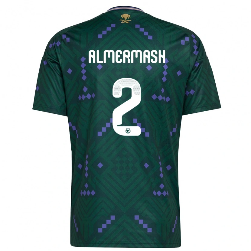 Danxen Mujer Camiseta Arabia Saudita Oama Almermash #2 Verde Púrpura Blanco 1ª Equipación 26-28 La Camisa México