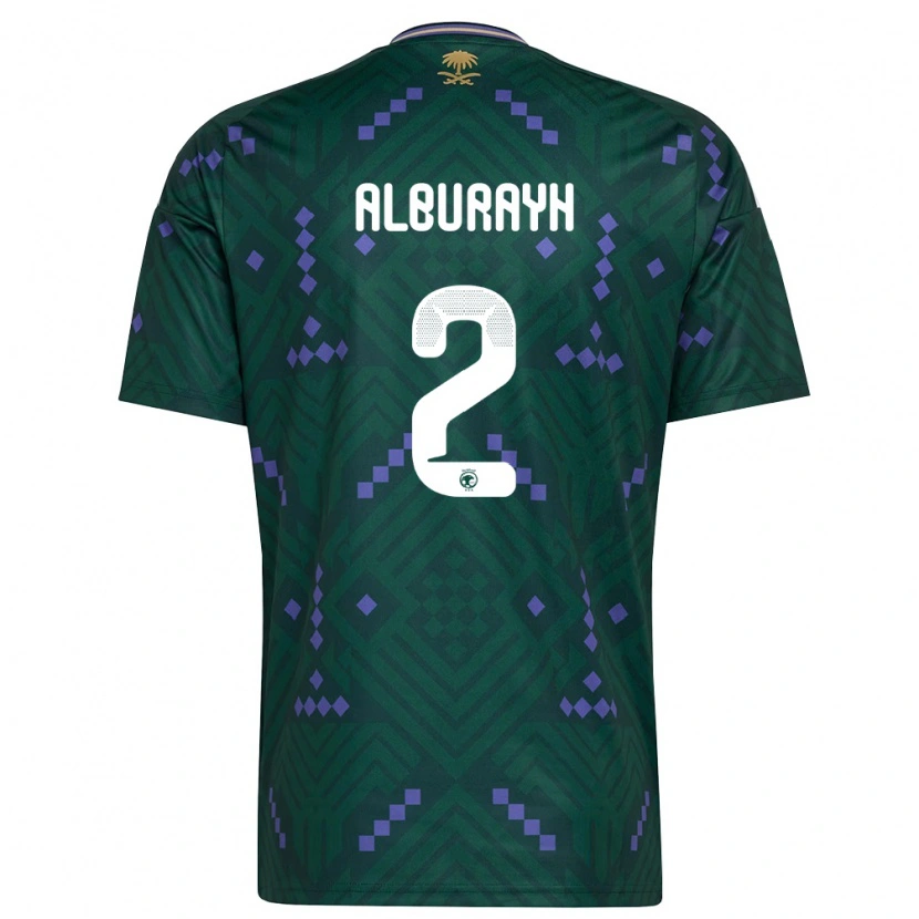 Danxen Mujer Camiseta Arabia Saudita Mahmood Alburayh #2 Verde Púrpura Blanco 1ª Equipación 26-28 La Camisa México