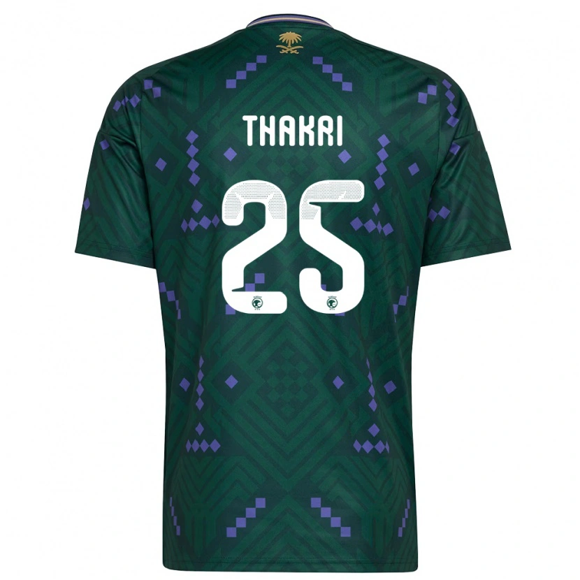 Danxen Mujer Camiseta Arabia Saudita Jehad Thakri #25 Verde Púrpura Blanco 1ª Equipación 26-28 La Camisa México