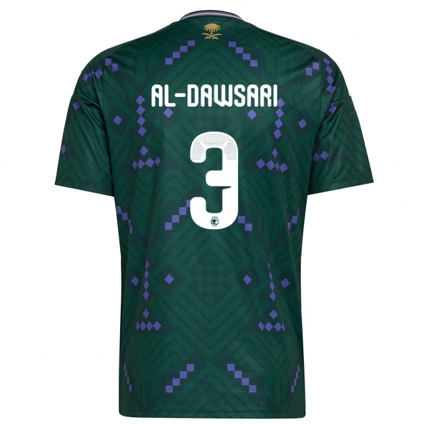 Danxen Mujer Camiseta Arabia Saudita Mohammed Al-Dawsari #3 Verde Púrpura Blanco 1ª Equipación 26-28 La Camisa México