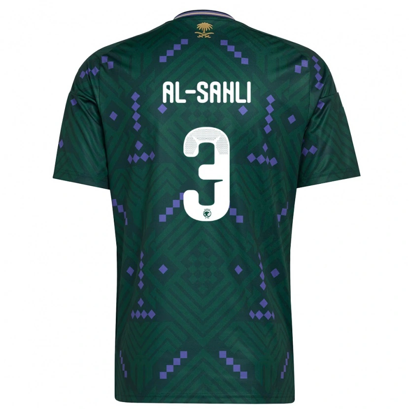 Danxen Mujer Camiseta Arabia Saudita Abdullah Al-Sahli #3 Verde Púrpura Blanco 1ª Equipación 26-28 La Camisa México