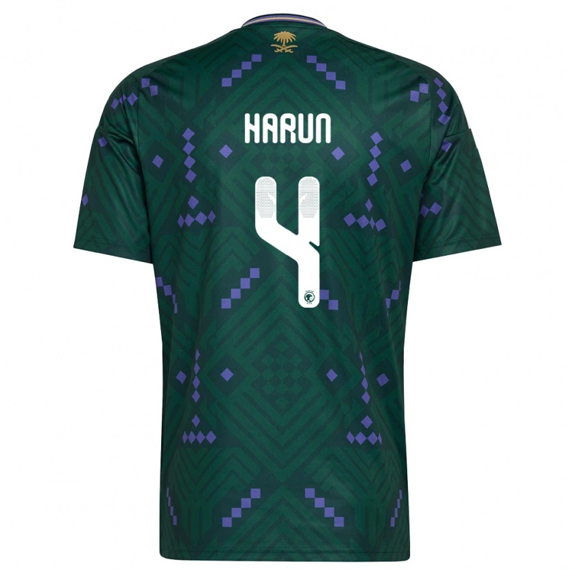 Danxen Mujer Camiseta Arabia Saudita Saud Haroun #4 Verde Púrpura Blanco 1ª Equipación 26-28 La Camisa México