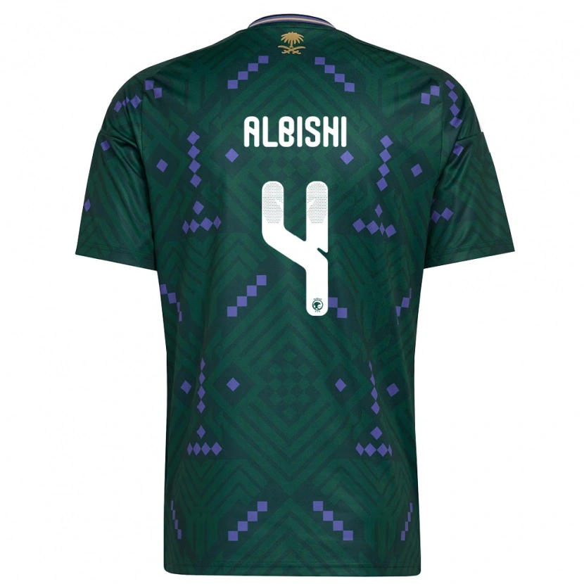Danxen Mujer Camiseta Arabia Saudita Abdullah Albishi #4 Verde Púrpura Blanco 1ª Equipación 26-28 La Camisa México