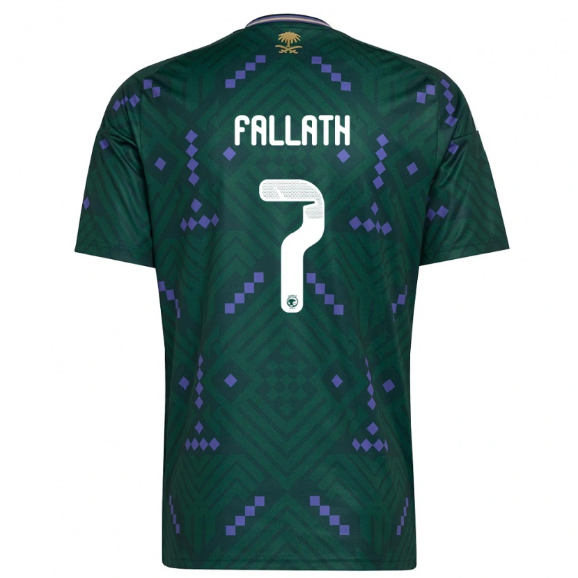 Danxen Mujer Camiseta Arabia Saudita Fahad Fallath #7 Verde Púrpura Blanco 1ª Equipación 26-28 La Camisa México