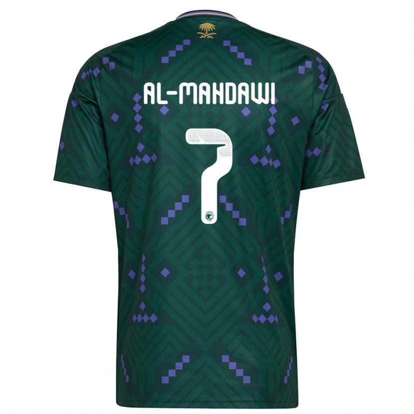 Danxen Mujer Camiseta Arabia Saudita Ali Al-Mahdawi #7 Verde Púrpura Blanco 1ª Equipación 26-28 La Camisa México