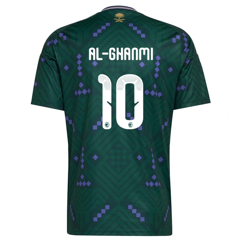 Danxen Mujer Camiseta Arabia Saudita Omar Al-Ghanmi #10 Verde Púrpura Blanco 1ª Equipación 26-28 La Camisa México