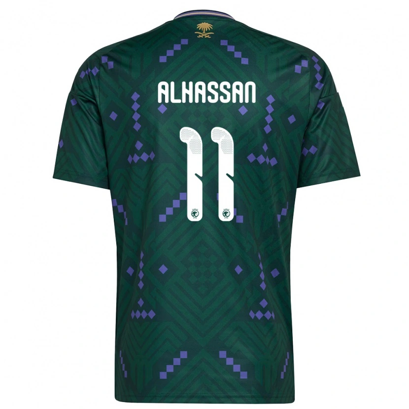 Danxen Mujer Camiseta Arabia Saudita Abbas Alhassan #11 Verde Púrpura Blanco 1ª Equipación 26-28 La Camisa México