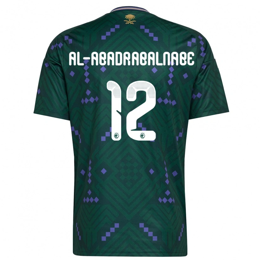 Danxen Mujer Camiseta Arabia Saudita Ahmed Musallam Al-Abadrabalnabe #12 Verde Púrpura Blanco 1ª Equipación 26-28 La Camisa México