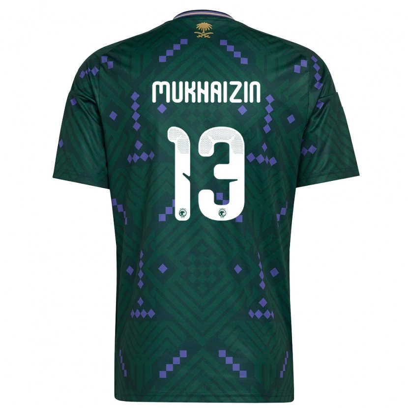 Danxen Mujer Camiseta Arabia Saudita Raghad Mukhaizin #13 Verde Púrpura Blanco 1ª Equipación 26-28 La Camisa México