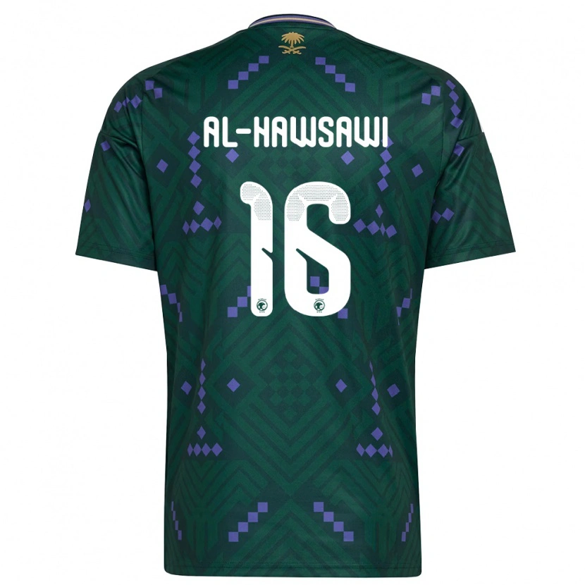 Danxen Mujer Camiseta Arabia Saudita Murad Al-Hawsawi #16 Verde Púrpura Blanco 1ª Equipación 26-28 La Camisa México