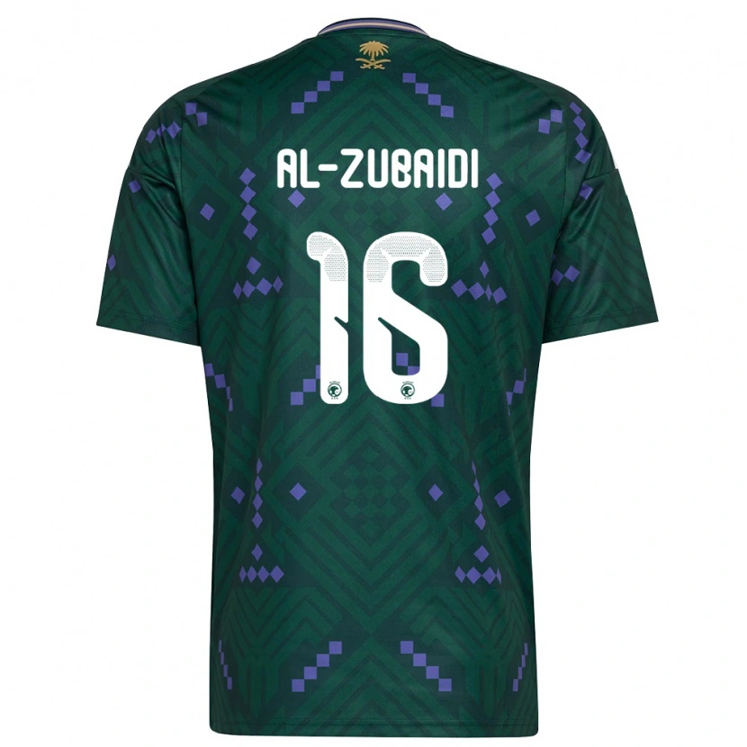 Danxen Mujer Camiseta Arabia Saudita Yaseen Al-Zubaidi #16 Verde Púrpura Blanco 1ª Equipación 26-28 La Camisa México