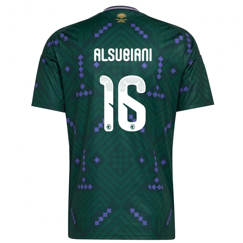 Danxen Mujer Camiseta Arabia Saudita Faisal Alsubiani #16 Verde Púrpura Blanco 1ª Equipación 26-28 La Camisa México