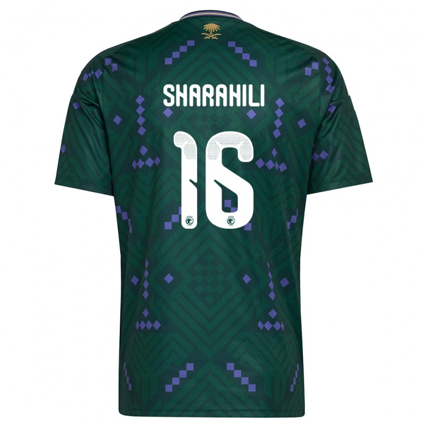 Danxen Mujer Camiseta Arabia Saudita Khalid Mashhour Sharahili #16 Verde Púrpura Blanco 1ª Equipación 26-28 La Camisa México