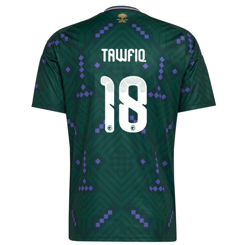 Danxen Mujer Camiseta Arabia Saudita Saba Tawfiq #18 Verde Púrpura Blanco 1ª Equipación 26-28 La Camisa México