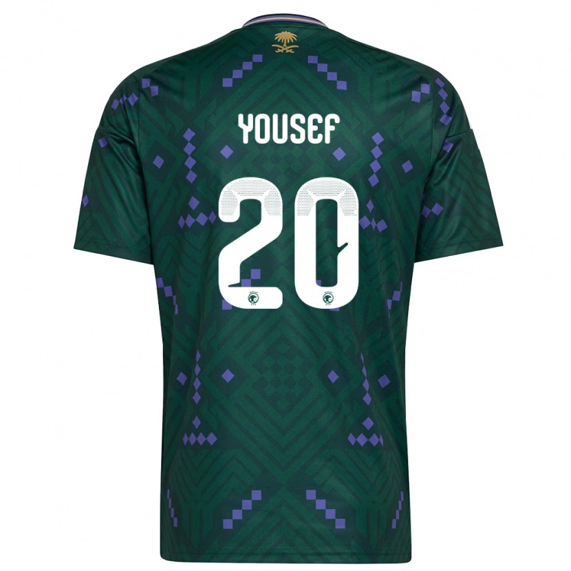Danxen Mujer Camiseta Arabia Saudita Fares Yousef #20 Verde Púrpura Blanco 1ª Equipación 26-28 La Camisa México