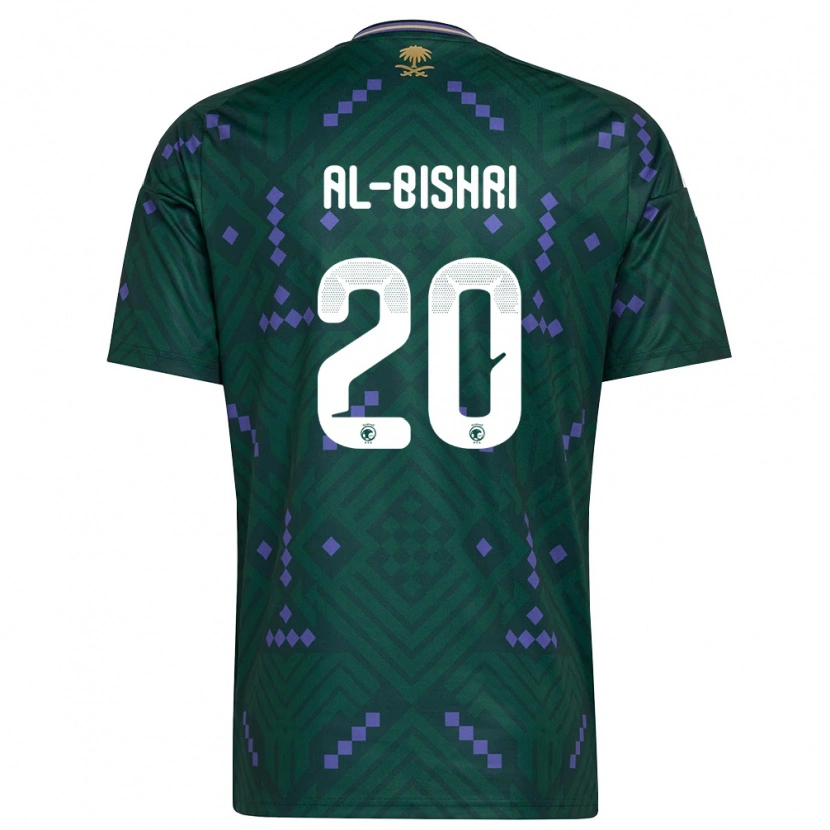 Danxen Mujer Camiseta Arabia Saudita Nawaf Al-Bishri #20 Verde Púrpura Blanco 1ª Equipación 26-28 La Camisa México