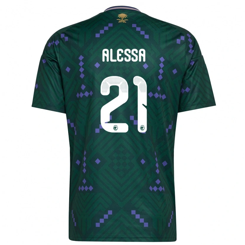 Danxen Mujer Camiseta Arabia Saudita Mohammed Alessa #21 Verde Púrpura Blanco 1ª Equipación 26-28 La Camisa México