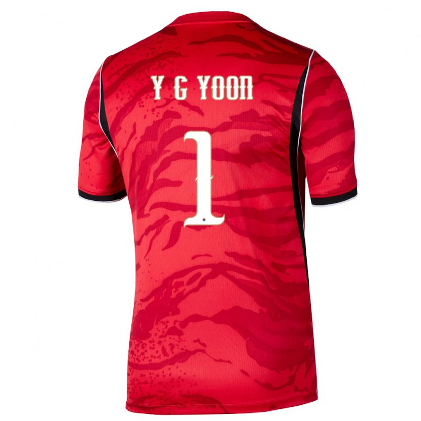Danxen Mujer Camiseta Corea Del Sur Yoon Young Geul #1 Rojo Blanco Negro 1ª Equipación 26-28 La Camisa México