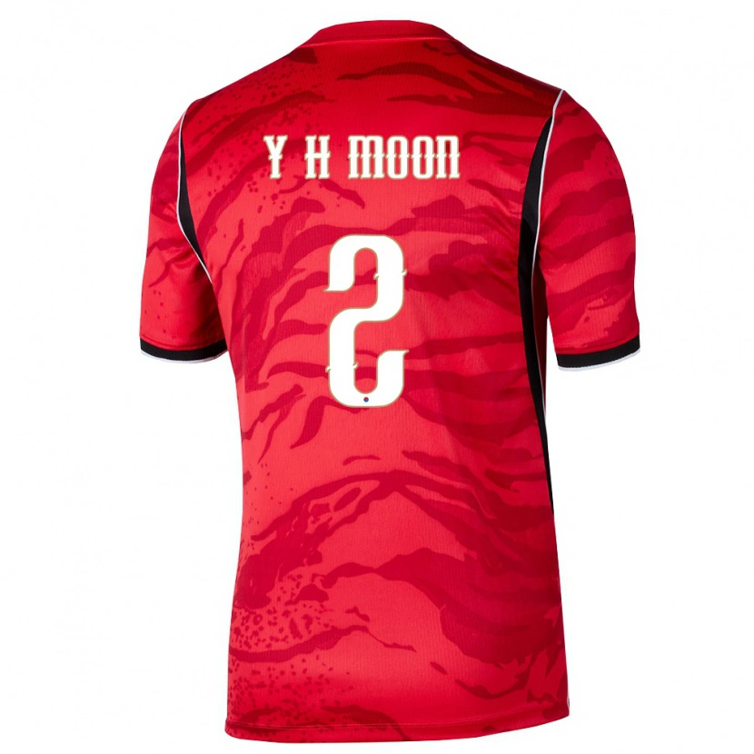 Danxen Mujer Camiseta Corea Del Sur Yo-Han Moon #2 Rojo Blanco Negro 1ª Equipación 26-28 La Camisa México