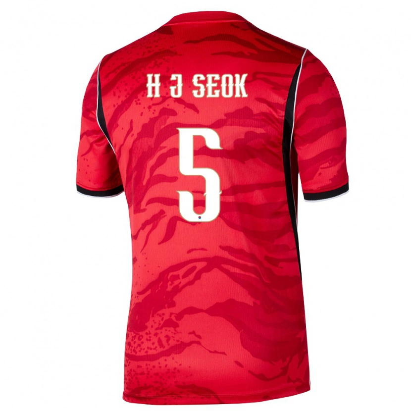 Danxen Mujer Camiseta Corea Del Sur Ji-Hwan Seok #5 Rojo Blanco Negro 1ª Equipación 26-28 La Camisa México