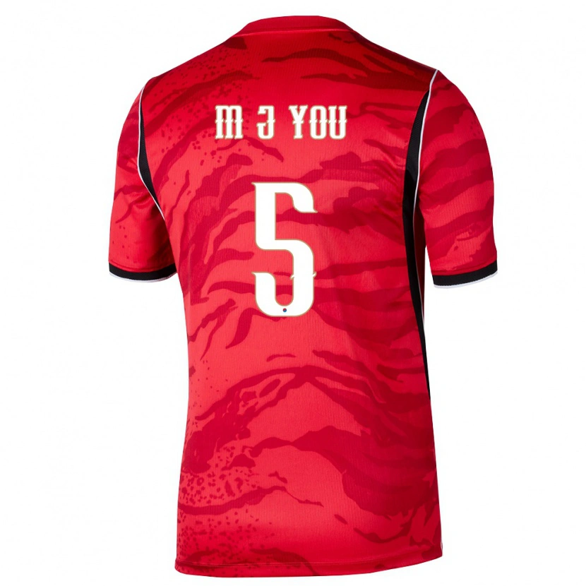 Danxen Mujer Camiseta Corea Del Sur Min-Jun You #5 Rojo Blanco Negro 1ª Equipación 26-28 La Camisa México