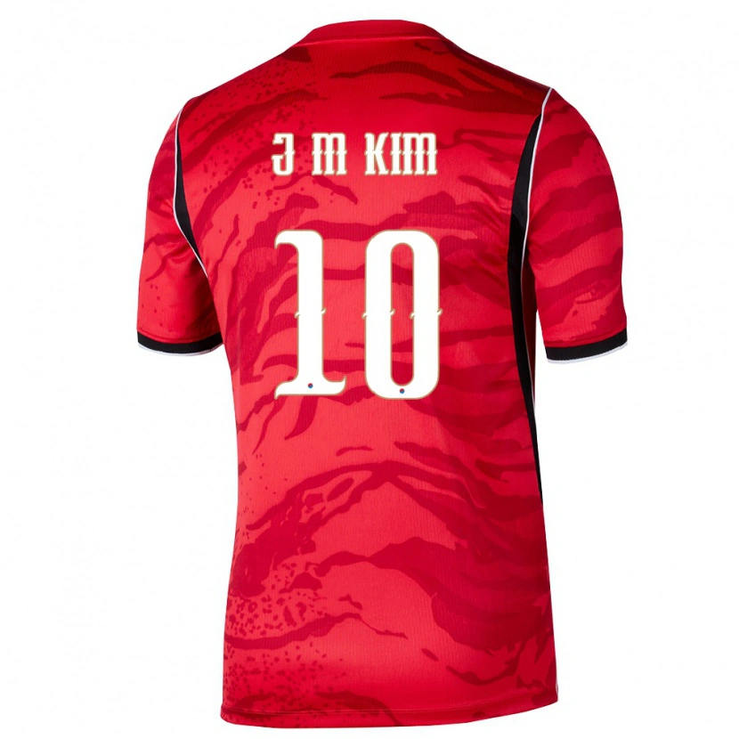 Danxen Mujer Camiseta Corea Del Sur Min-Jun Kim #10 Rojo Blanco Negro 1ª Equipación 26-28 La Camisa México