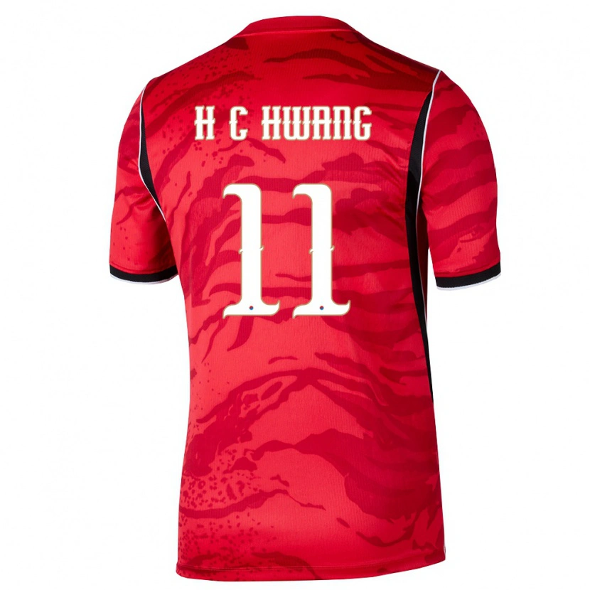 Danxen Mujer Camiseta Corea Del Sur Hee-Chan Hwang #11 Rojo Blanco Negro 1ª Equipación 26-28 La Camisa México