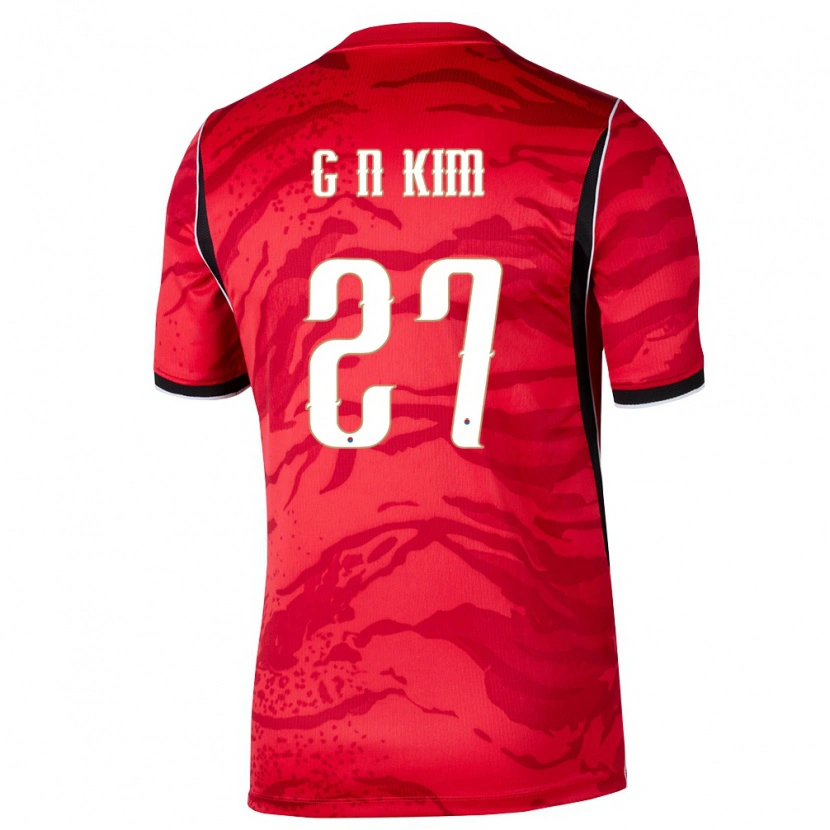 Danxen Mujer Camiseta Corea Del Sur Gun-Nam Kim #27 Rojo Blanco Negro 1ª Equipación 26-28 La Camisa México
