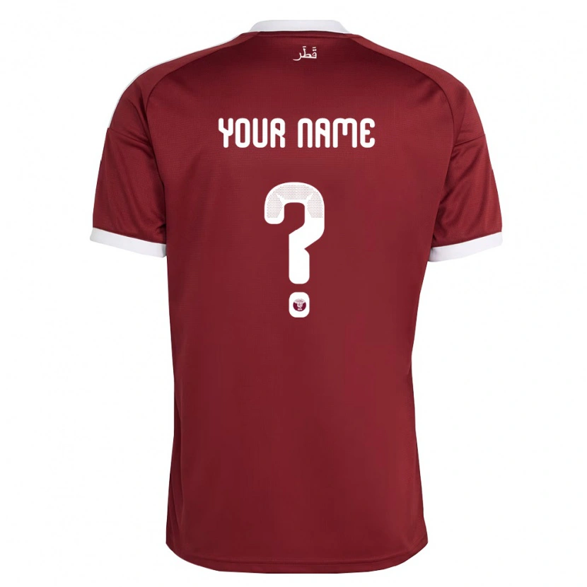Danxen Mujer Camiseta Catar Su Nombre #0 Rojo Borgoña Blanco 1ª Equipación 26-28 La Camisa México