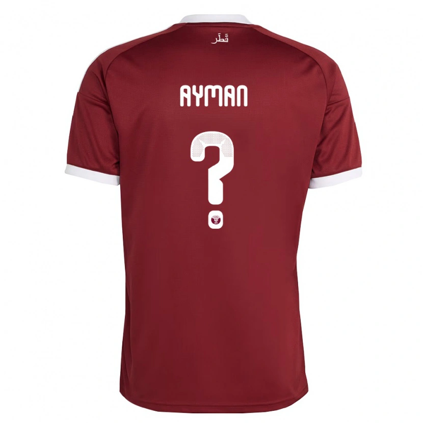Danxen Mujer Camiseta Catar Yussef Ayman #0 Rojo Borgoña Blanco 1ª Equipación 26-28 La Camisa México