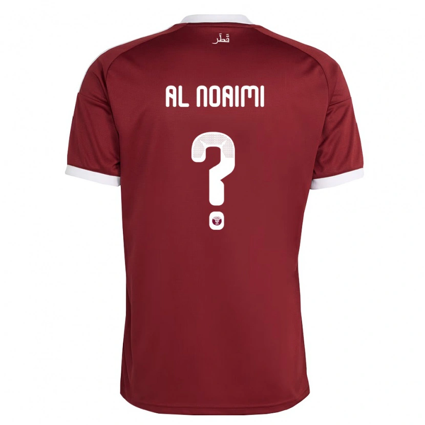 Danxen Mujer Camiseta Catar Mohammad Al Noaimi #0 Rojo Borgoña Blanco 1ª Equipación 26-28 La Camisa México