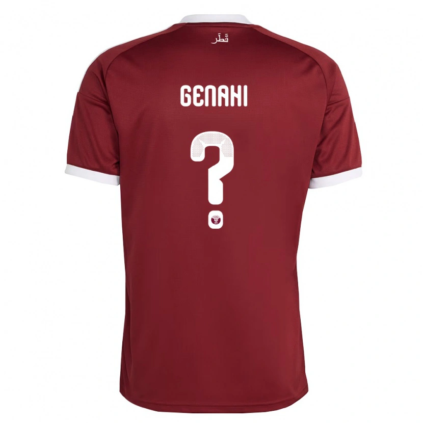Danxen Mujer Camiseta Catar Ahmad Genahi #0 Rojo Borgoña Blanco 1ª Equipación 26-28 La Camisa México