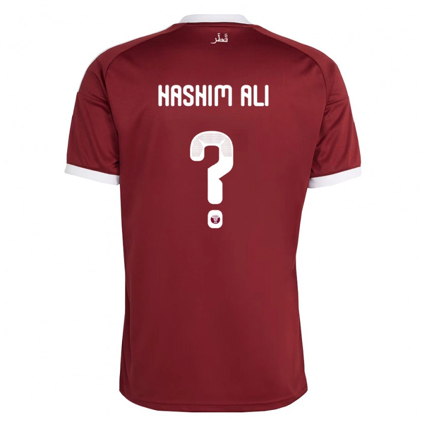 Danxen Mujer Camiseta Catar Hashim Ali #0 Rojo Borgoña Blanco 1ª Equipación 26-28 La Camisa México