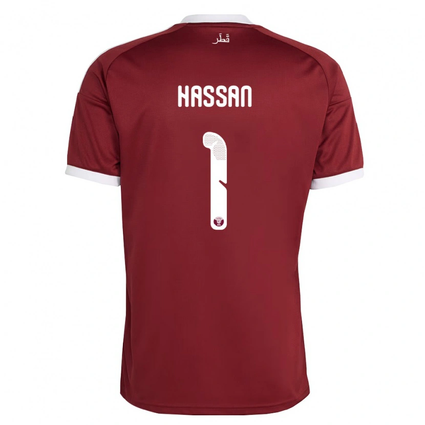 Danxen Mujer Camiseta Catar Amir Hassan #1 Rojo Borgoña Blanco 1ª Equipación 26-28 La Camisa México
