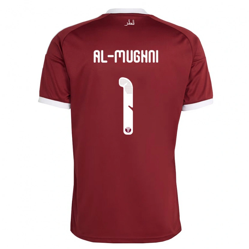 Danxen Mujer Camiseta Catar Tamim Al-Mughni #1 Rojo Borgoña Blanco 1ª Equipación 26-28 La Camisa México