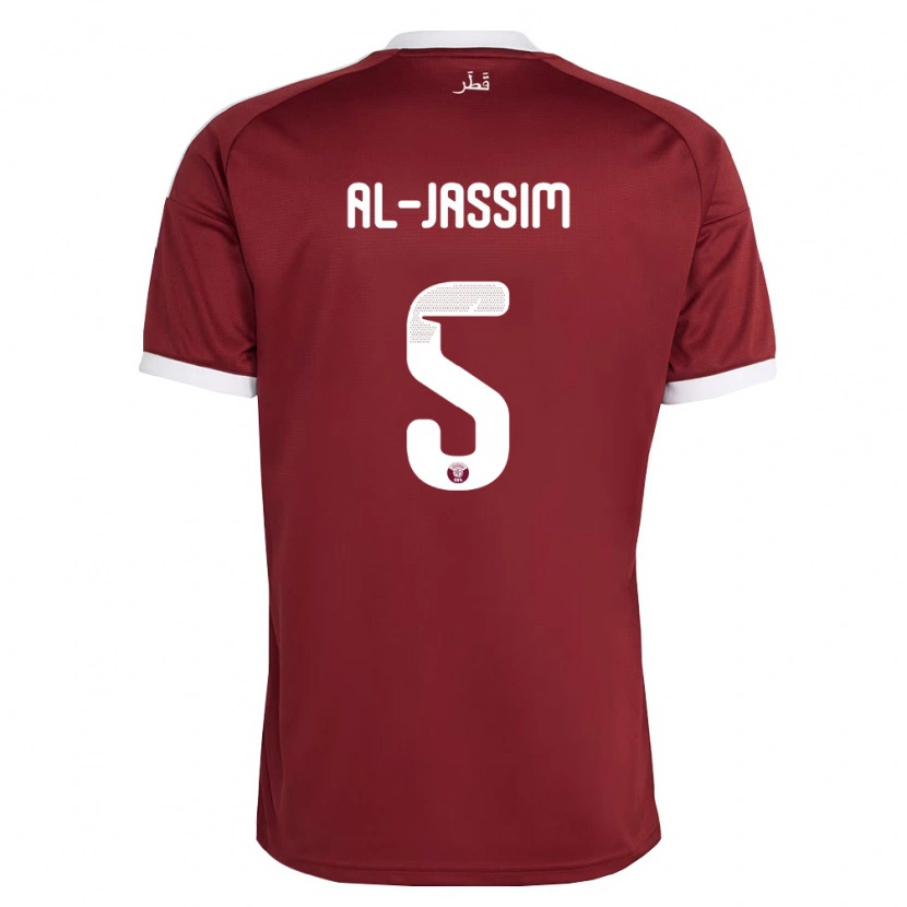 Danxen Mujer Camiseta Catar Dana Al Jassim #5 Rojo Borgoña Blanco 1ª Equipación 26-28 La Camisa México